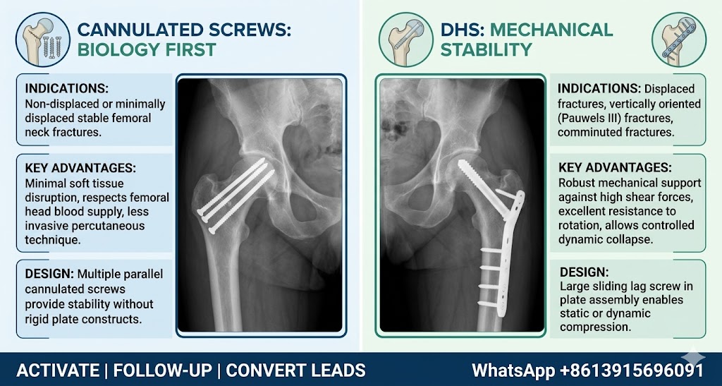 Which is better for young femoral neck fractures, Cannulated Screws or DHS?